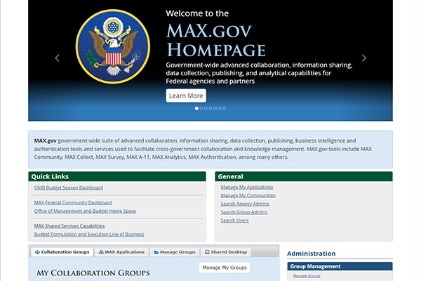 MAX.gov Homepage thumbnail